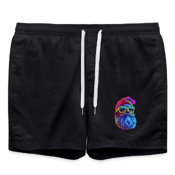 Neon Santa Popart - Badeshorts - Schwarz - Vorne - AI Model Male 185 light (185cm)