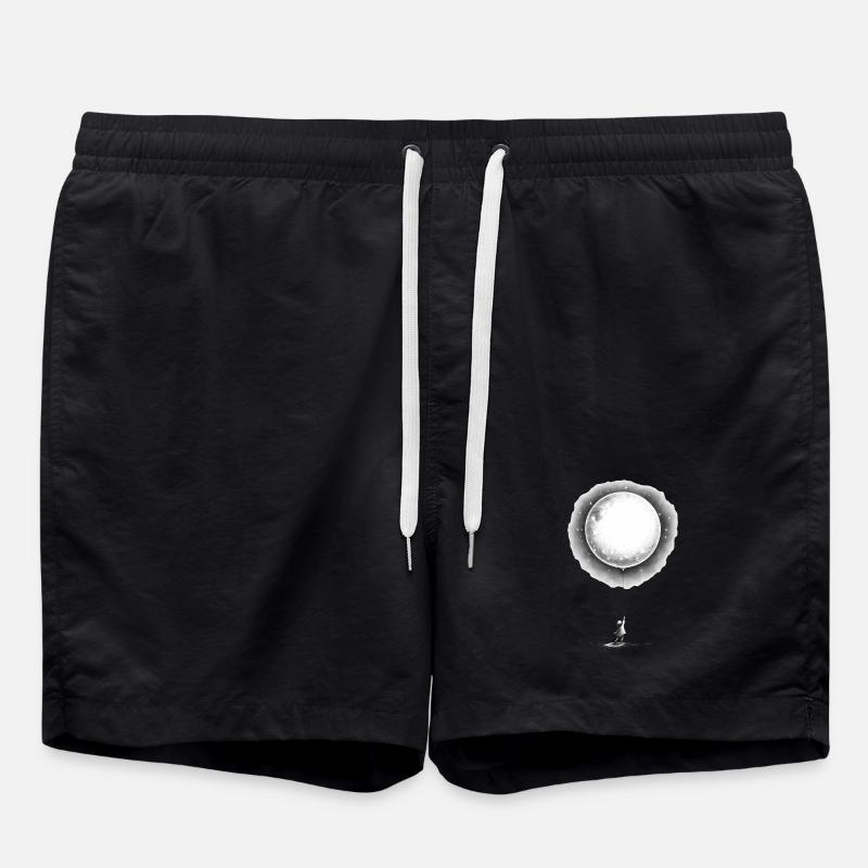Child with Moon Balloon - Swim Trunks - black