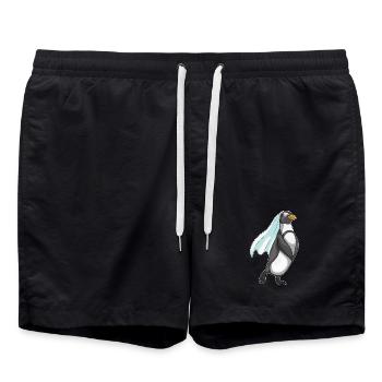 Pinguin Braut Schleier Hochzeit - Badeshorts - Schwarz - Vorne - AI Model Male 185 light (185cm)