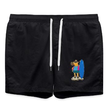 Giraffe Surfing Surfboard Summer - Swim Trunks - black - Front - AI Model Male 185 light (185cm)
