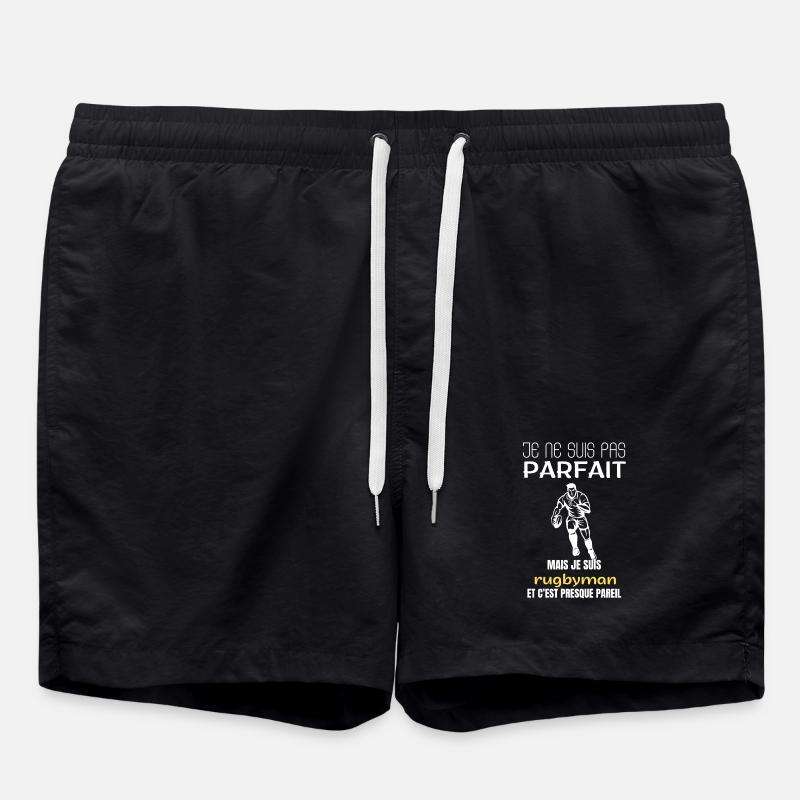 Rugbyspieler, ich bin nicht perfekt. - Badeshorts - Schwarz