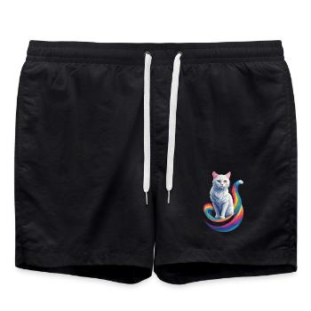 Cute Cat - Swim Trunks - black - Front - AI Model Male 185 light (185cm)