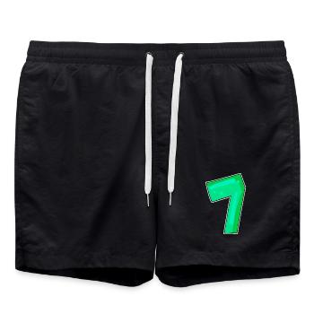 Number 7 Number Seven - Swim Trunks - black - Front - AI Model Male 185 light (185cm)