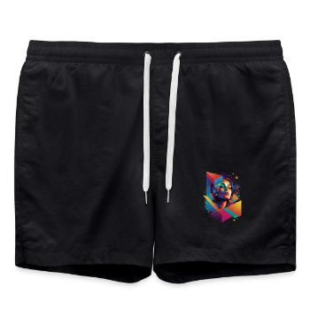 Moderne Gesichts Kunst - Badeshorts - Schwarz - Vorne - AI Model Male 185 light (185cm)