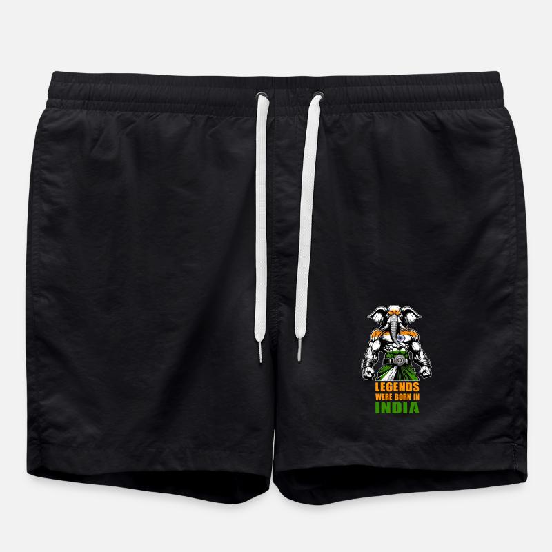India elephant legends design - Swim Trunks - black