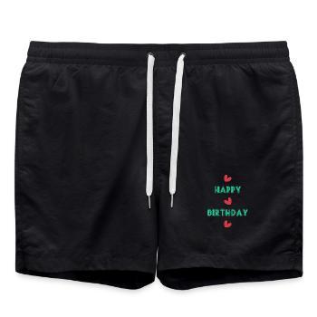 HAPPY BIRTHDAY. HAPPY BIRTHDAY. ANNIVERSARY. - Swim Trunks - black - Front - AI Model Male 185 light (185cm)