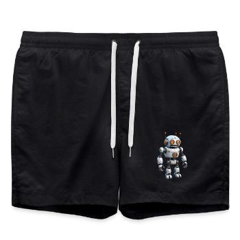 Cartoon Roboter - Badeshorts - Schwarz - Vorne - AI Model Male 185 light (185cm)