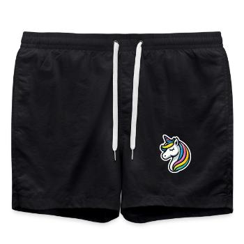 Unicorn Comic Sleeping - Swim Trunks - black - Front - AI Model Male 185 light (185cm)