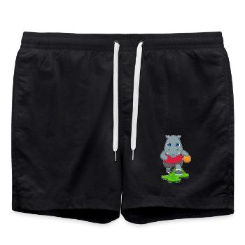 Hippopotame Basketteur Basketteur - Short de bain - noir - Devant - AI Model Male 185 light (185cm)