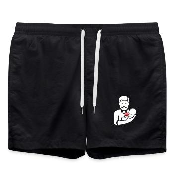 papa père papou humour blague cadeau t - Short de bain - noir - Devant - AI Model Male 185 light (185cm)