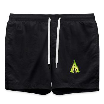 Flamme Verdoyante Feu Aquarelle - Short de bain - noir - Devant - AI Model Male 185 light (185cm)