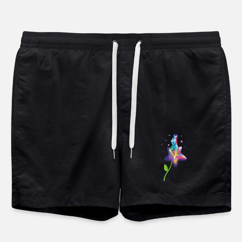Rainbow Star Bloom - Swim Trunks - black