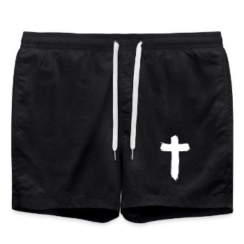 Cross design in graffiti style - Swim Trunks - black - Front - AI Model Male 185 light (185cm)