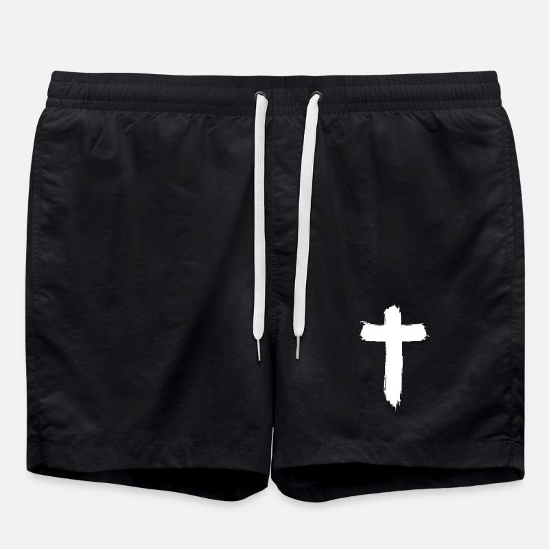 Kreuz Design im Graffiti-Style - Badeshorts - Schwarz