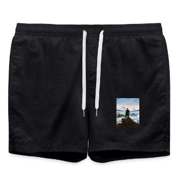 Vagabond au-dessus de la mer de brouillard Caspar David Friedrich - Short de bain - noir - Devant - AI Model Male 185 light (185cm)