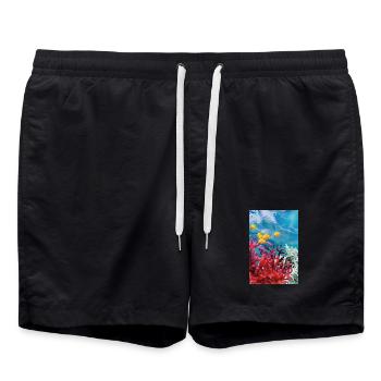 Vibrant Coral Reef Underwater World - Swim Trunks - black - Front - AI Model Male 185 light (185cm)