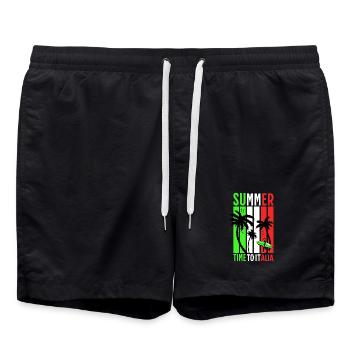 T-shirt d’été unisexe surfeur plage design Italie - Short de bain - noir - Devant - AI Model Male 185 light (185cm)