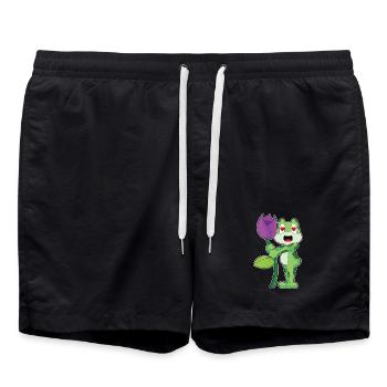 Frosch Blume - Badeshorts - Schwarz - Vorne - AI Model Male 185 light (185cm)