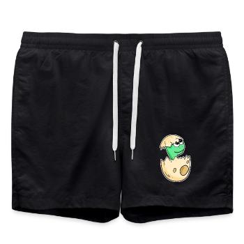 Baby dinosaur in egg - Swim Trunks - black - Front - AI Model Male 185 light (185cm)