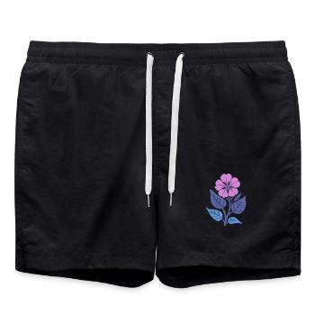 Fleur violette aux feuilles bleues - Short de bain - noir - Devant - AI Model Male 185 light (185cm)