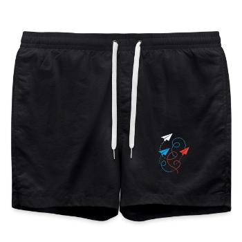 avion en papier - Short de bain - noir - Devant - AI Model Male 185 light (185cm)
