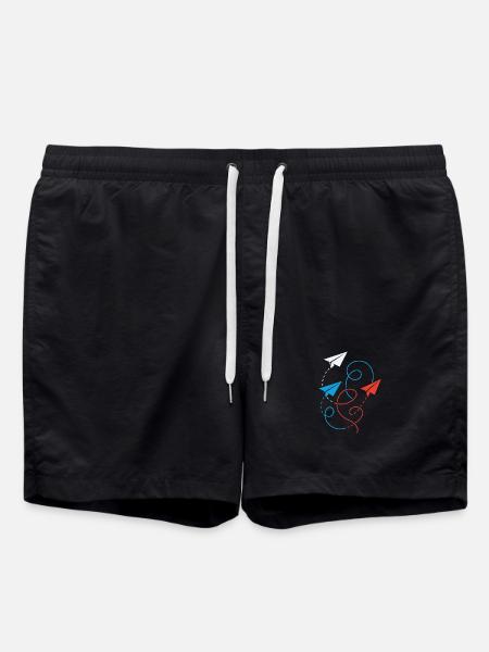 paper airplane - Swim Trunks - black