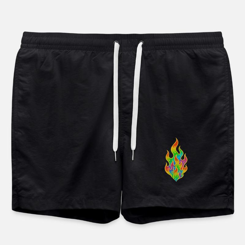 Flamme scintillante de feu arc-en-ciel - Short de bain - noir