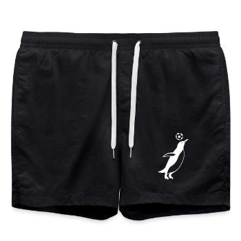 Minimalist Penguin Soccer Player Soccer - Swim Trunks - black - Front - AI Model Male 185 light (185cm)