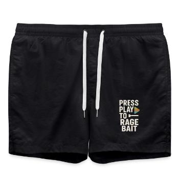 Drücken Sie Play, um den Köder zu wüten, lustiger Spruch - Badeshorts - Schwarz - Vorne - AI Model Male 185 light (185cm)
