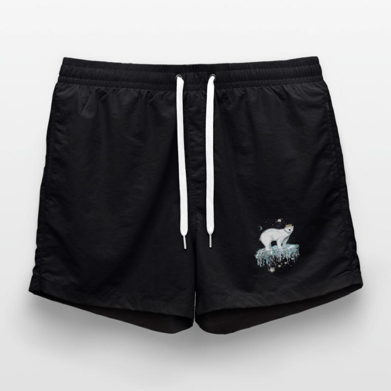 Majestätischer Eisbär mit Krone auf Eisscholle Swim Trunks