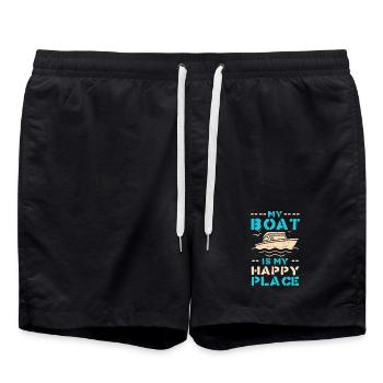 Boot als Happy Place – maritimes Motiv - Badeshorts - Schwarz - Vorne - AI Model Male 185 light (185cm)