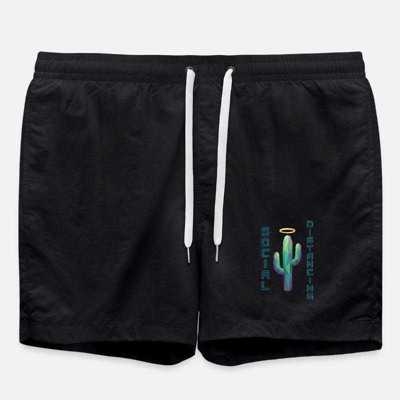 Social Distancing Cactus - Swim Trunks - black