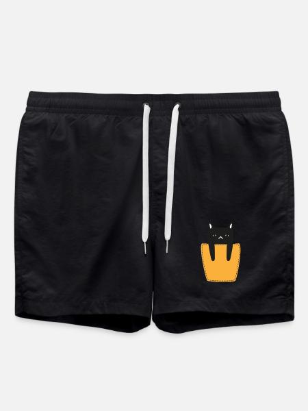 Cat In The Breast Pocket - Swim Trunks - black
