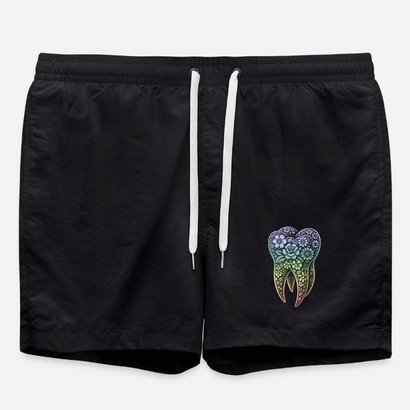 Flowers tooth in gradient - Swim Trunks - black