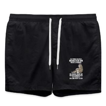 Loup Blanc Monstre Drôle, Nous Ne Sommes Pas Pareils - Short de bain - noir - Devant - AI Model Male 185 light (185cm)