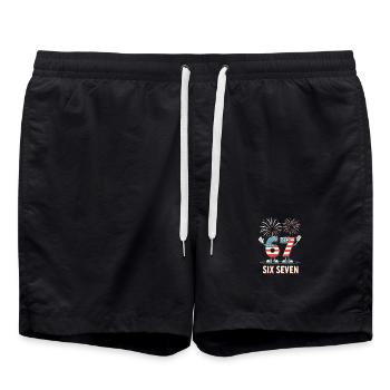 US Flag 67 Memes Six Seven - Short de bain - noir - Devant - AI Model Male 185 light (185cm)