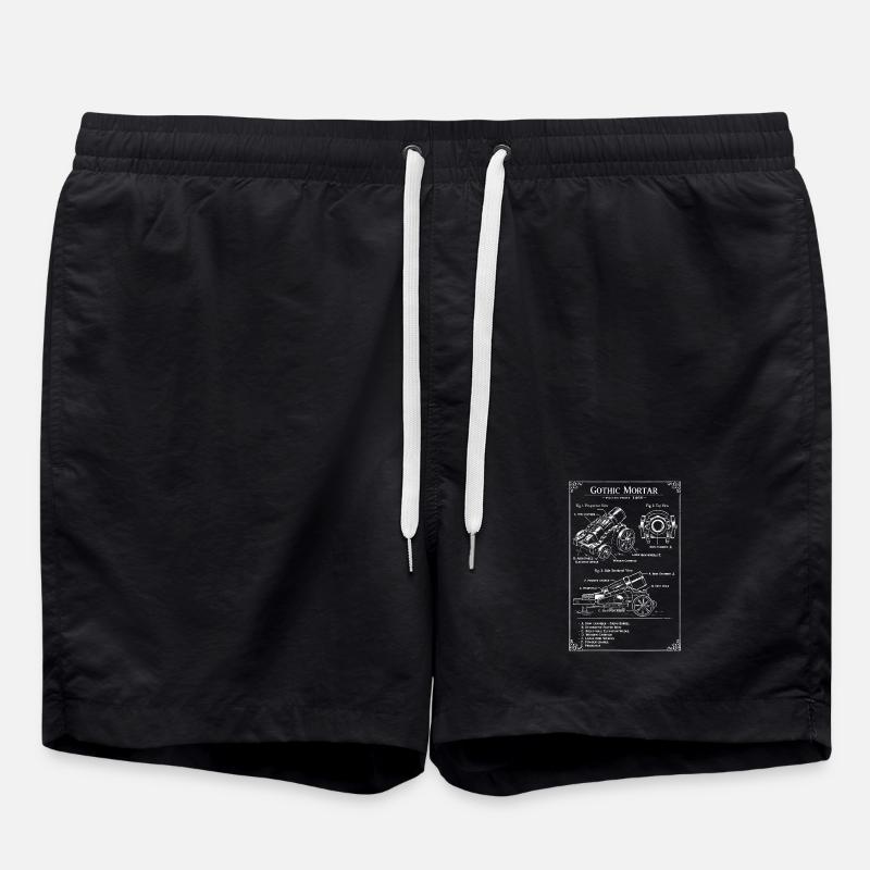 Gothic Mortar Blueprint - Swim Trunks - black