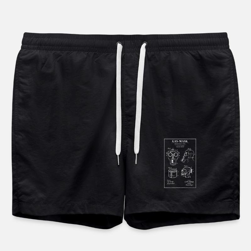 Gas Mask Blueprint Diagram - Swim Trunks - black