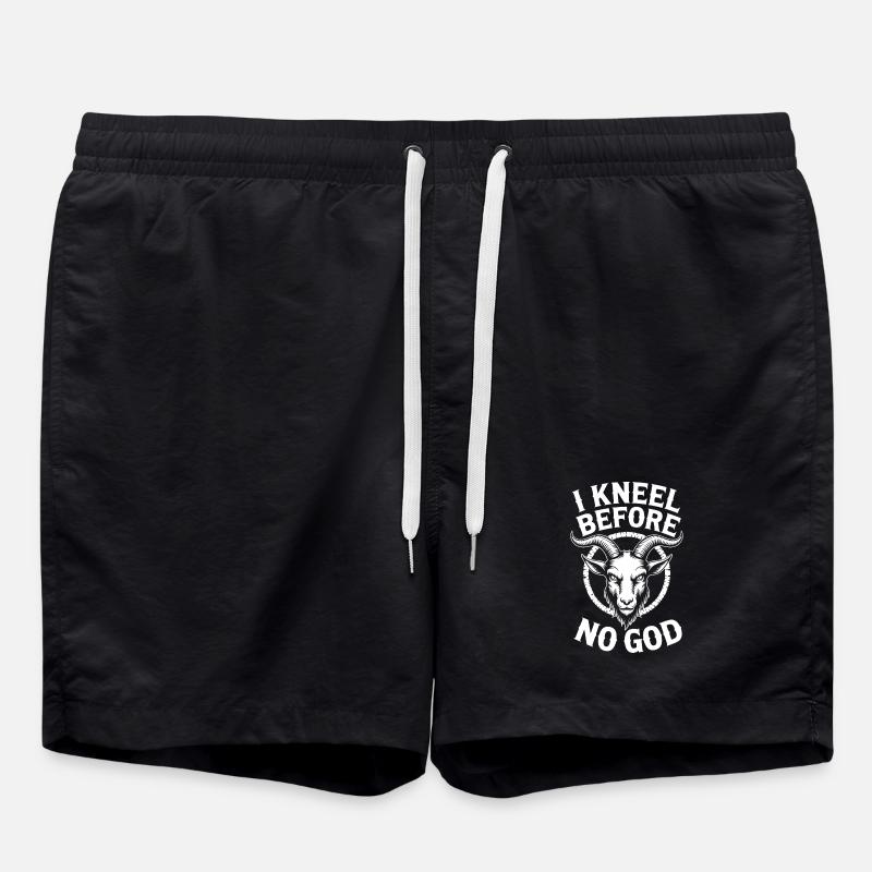 No God Goat Emblem - Swim Trunks - black