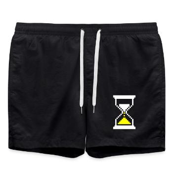 Pixel Sanduhr Ladebalken Retro Gaming - Badeshorts - Schwarz - Vorne - AI Model Male 185 light (185cm)