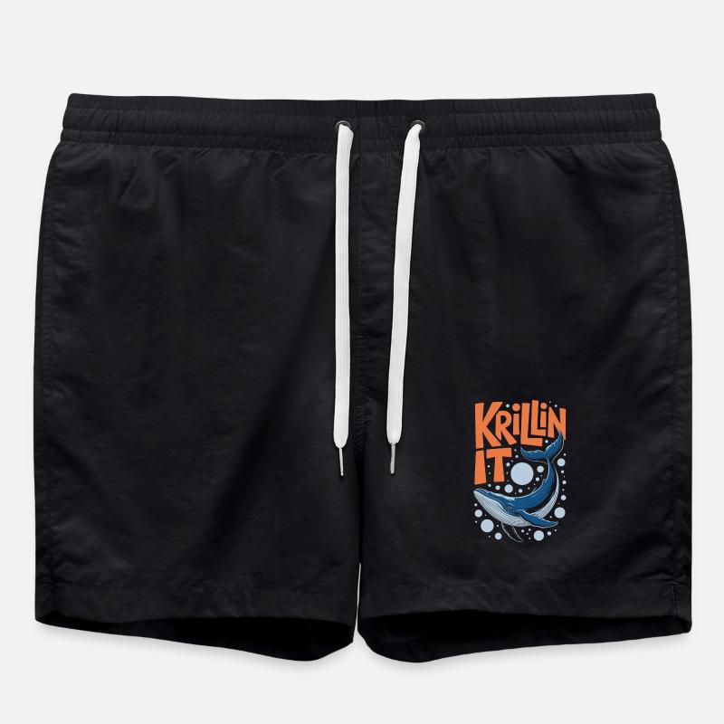 Funny Blue Whale Krillin It - Swim Trunks - black