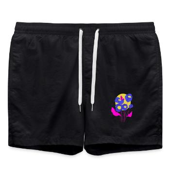 Bouquet floral aux couleurs néon - Short de bain - noir - Devant - AI Model Male 185 light (185cm)