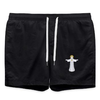 Saint Auréole Jésus à bras ouverts - Short de bain - noir - Devant - AI Model Male 185 light (185cm)