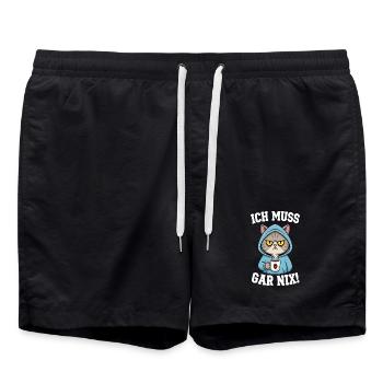 Ich Muss Gar Nix Katzen - Badeshorts - Schwarz - Vorne - AI Model Male 185 light (185cm)
