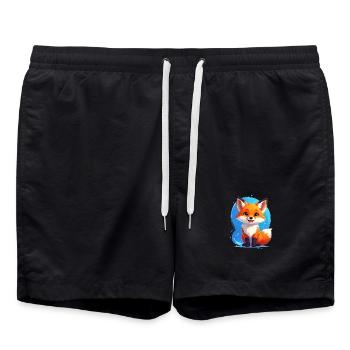 Niedlicher Fuchs vor blauem Hintergrund - Badeshorts - Schwarz - Vorne - AI Model Male 185 light (185cm)