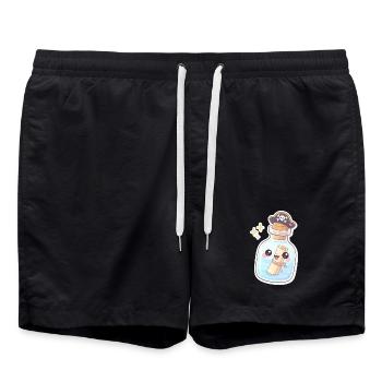 Cute Pirate Message in a Bottle - Badeshorts - Schwarz - Vorne - AI Model Male 185 light (185cm)