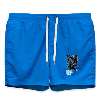 Gorilla Bouldering: Power Control Focus Design - Swim Trunks - cobalt blue - Front