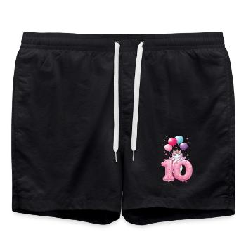 10 Years Girl Cute Unicorn 10th Birthday - Swim Trunks - black - Front - AI Model Male 185 light (185cm)