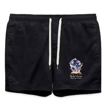 Reading is dreaming - Magisches Buch & Sterne - Badeshorts - Schwarz - Vorne - AI Model Male 185 light (185cm)