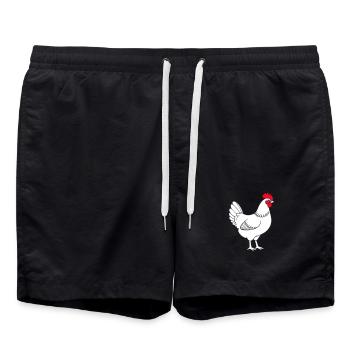 Huhn Vektor Grafik Hühner Shirt - Badeshorts - Schwarz - Vorne - AI Model Male 185 light (185cm)